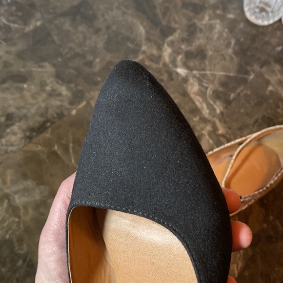 GAP black velvet & snakeskin flats w/ ankle strap- worn 1x size 9 - Picture 6 of 13